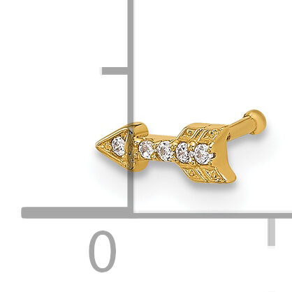 14k 21 Gauge Polished CZ Arrow Nose Stud-BD235
