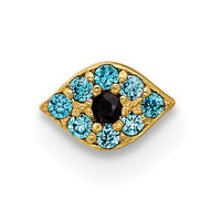 14K 20 Gauge Polished Blue CZ Evil Eye Nose Stud-BD236