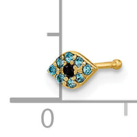 14K 20 Gauge Polished Blue CZ Evil Eye Nose Stud-BD236
