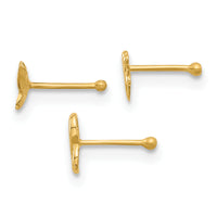 14K 22 Gauge Polished Infinity Symbol, Dragonfly and Butterfly Nose Stud-BD237