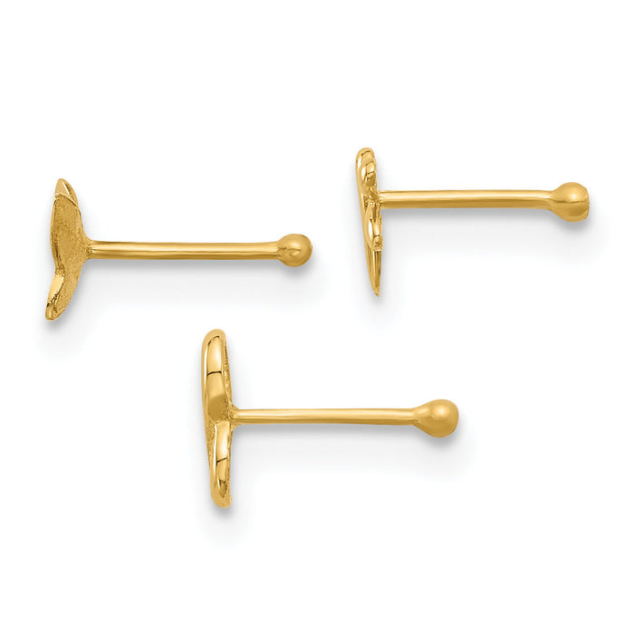 14K 22 Gauge Polished Infinity Symbol, Dragonfly and Butterfly Nose Stud-BD237
