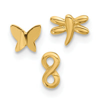 14K 22 Gauge Polished Infinity Symbol, Dragonfly and Butterfly Nose Stud-BD237