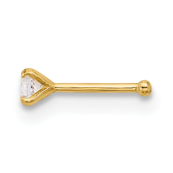 14k 22 Gauge Polished 2.5mm CZ Nose Stud-BD239