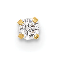 14k 22 Gauge Polished 2.5mm CZ Nose Stud-BD239