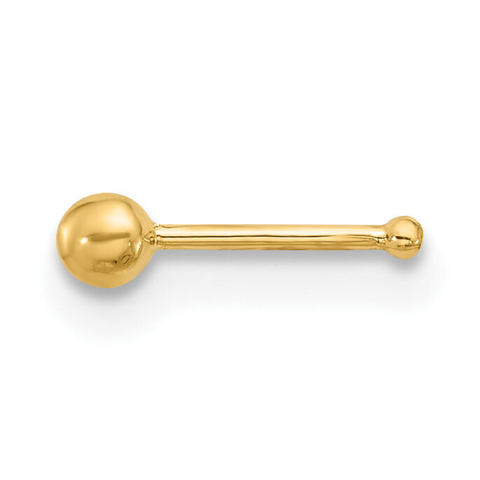 14k 22 Gauge Polished 2.5mm Ball Nose Stud-BD240