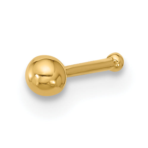 14k 22 Gauge Polished 2.5mm Ball Nose Stud-BD240