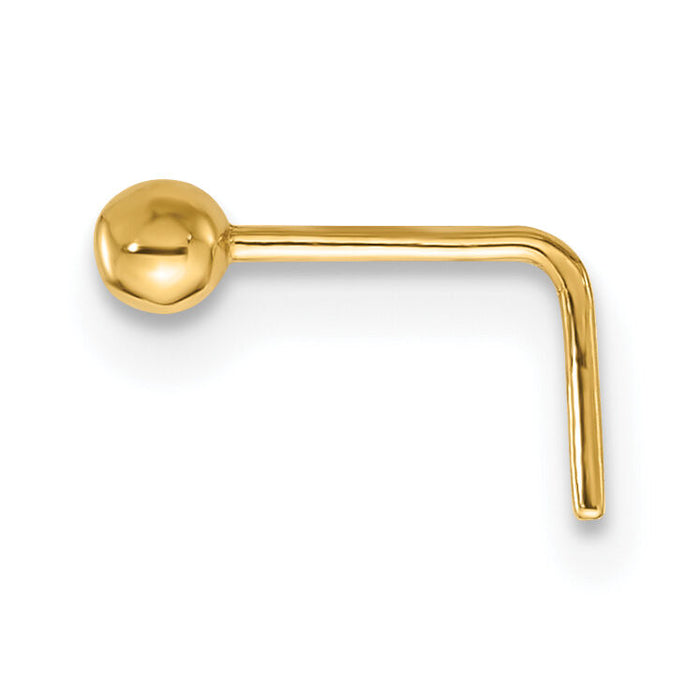 14k 22 Gauge Polished 2.5mm Ball Nose Stud-BD241