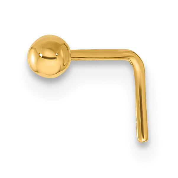 14k 22 Gauge Polished 2.5mm Ball Nose Stud-BD241