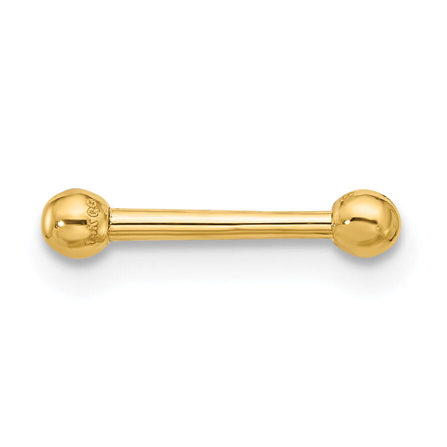 14k 16 Gauge Polished 2.5mm Ball Bar Labret Stud-BD243