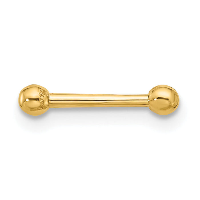 14k 16 Gauge Polished 2.5mm Ball Bar Labret Stud-BD243