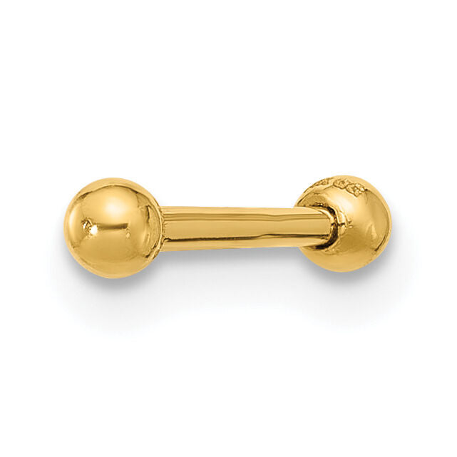 14k 16 Gauge Polished 2.5mm Ball Bar Labret Stud-BD243