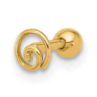 14k 18 Gauge Polished Swirl Cartilage Stud-BD244