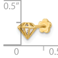 14K 18 Gauge Polished CZ 3D Diamond Shaped Cartilage Body Jewelry-BD245