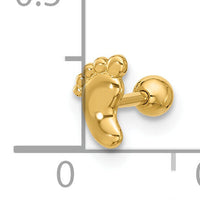 14k 18 Gauge Polished Footprint Cartilage Stud-BD247