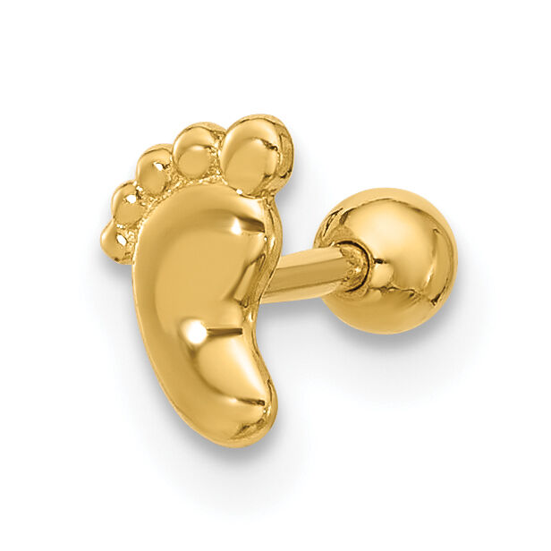 14k 18 Gauge Polished Footprint Cartilage Stud-BD247