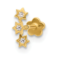 14K 18 Gauge CZ Stars Screwback Cartilage Body Jewelry-BD248