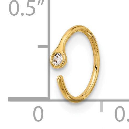 14K 20 Gauge Polished CZ Nose Ring-BD249