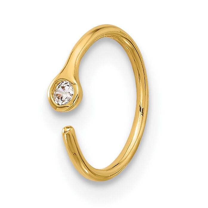 14K 20 Gauge Polished CZ Nose Ring-BD249