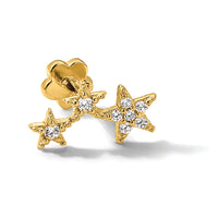 14K 18 Gauge Polished CZ Stars Cartilage Body Jewelry-BD250