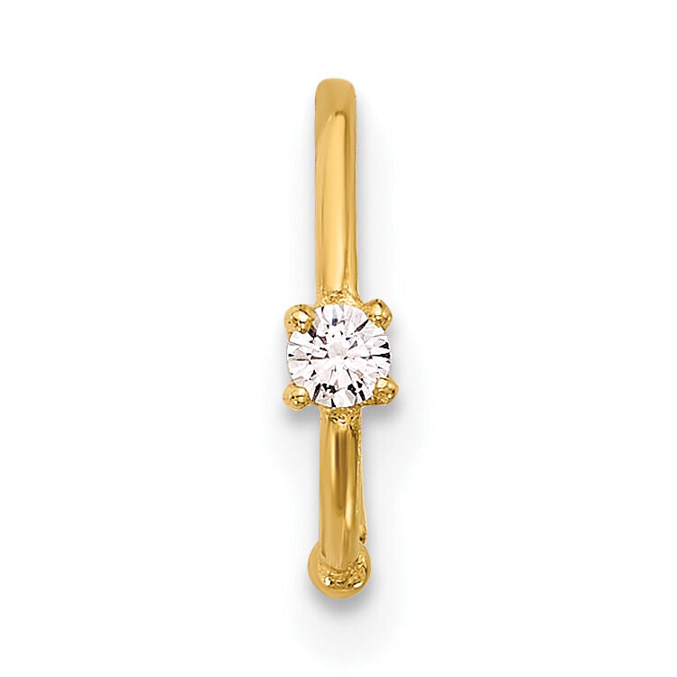 14K 20 Gauge Polished CZ Nose Ring-BD251