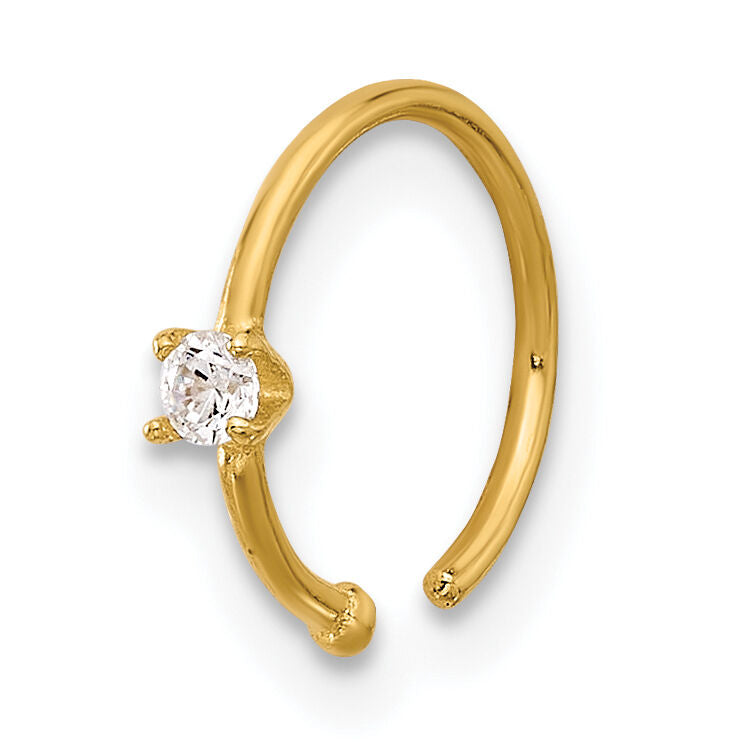14K 20 Gauge Polished CZ Nose Ring-BD251
