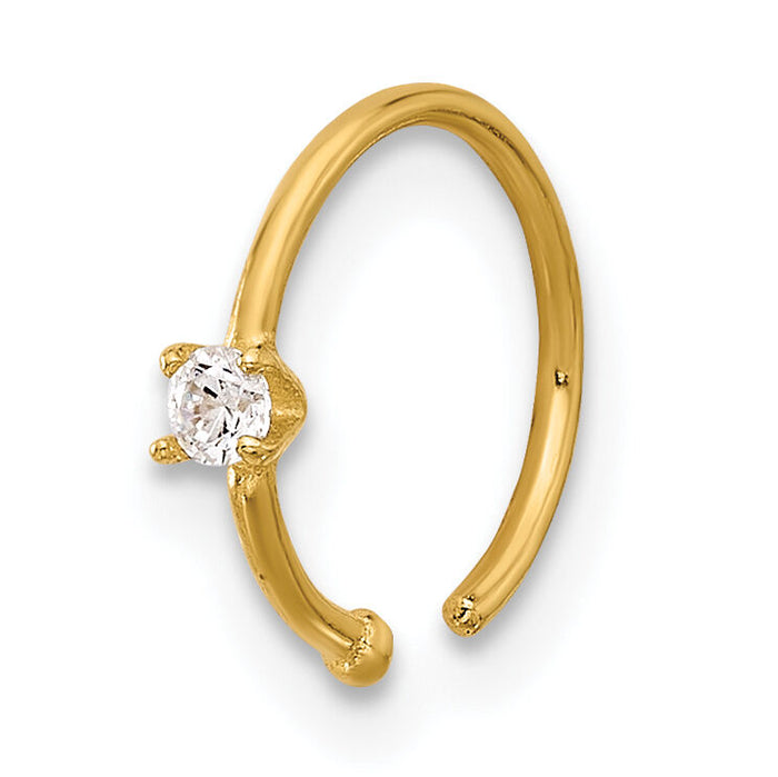 14K 20 Gauge Polished CZ Nose Ring-BD251