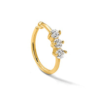 14K 20 Gauge Polished 3 Stone CZ Nose Ring-BD254