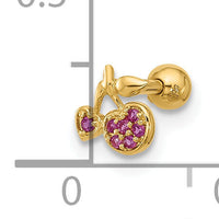 14K 18 Gauge Polished CZ Cherry Cartilage Stud-BD255