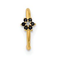 14K 20 Gauge Polished Black and White CZ Flower Nose Ring-BD256