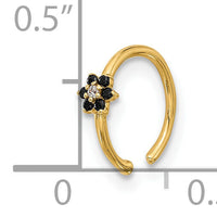 14K 20 Gauge Polished Black and White CZ Flower Nose Ring-BD256