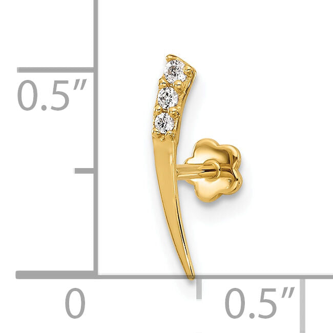 14K 18 Gauge Polished CZ Cartilage Body Jewelry-BD257