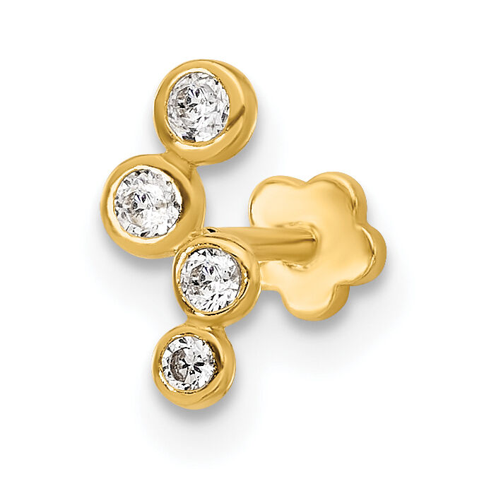 14K 18 Gauge Polished CZ Cartilage Body Jewelry-BD258
