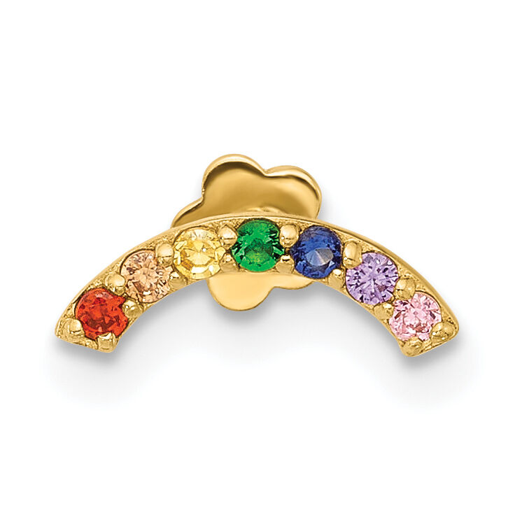 14K 18 Gauge Polished Multi-color CZ Cartilage Body Jewelry-BD259