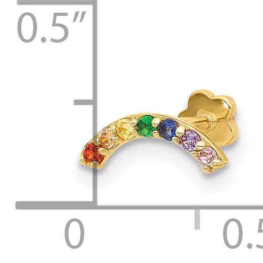 14K 18 Gauge Polished Multi-color CZ Cartilage Body Jewelry-BD259