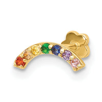 14K 18 Gauge Polished Multi-color CZ Cartilage Body Jewelry-BD259