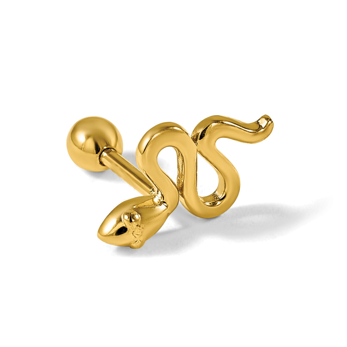 14k 18 Gauge Polished Snake Cartilage Stud-BD260