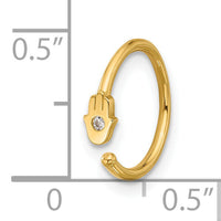 14K 20 Gauge Polished CZ Hamsa Nose Ring-BD261