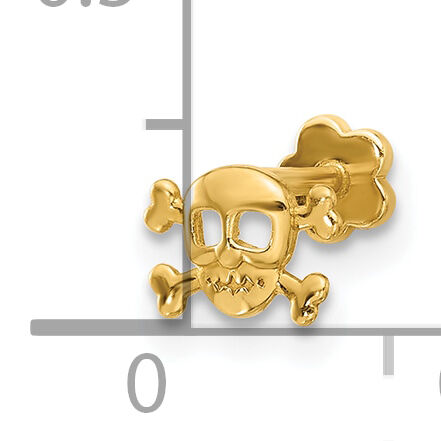 14K 18 Gauge Skull and Crossbones Screwback Cartilage Body Jewelry-BD263