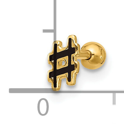 14k 18 Gauge Polished Enameled Hashtag Cartilage Stud-BD264