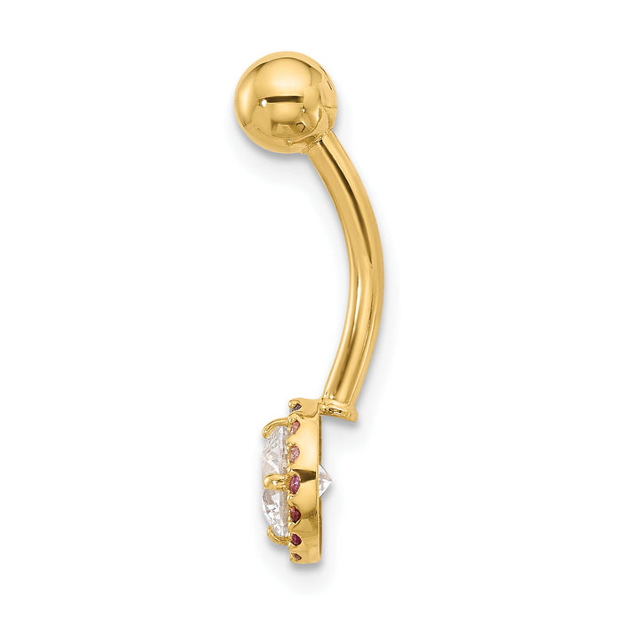 14k 14 Gauge Polished Rainbow CZ Belly / Navel Ring-BD266
