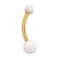 14K 14 Gauge Polished Created Opal Navel/Belly Ring-BD267