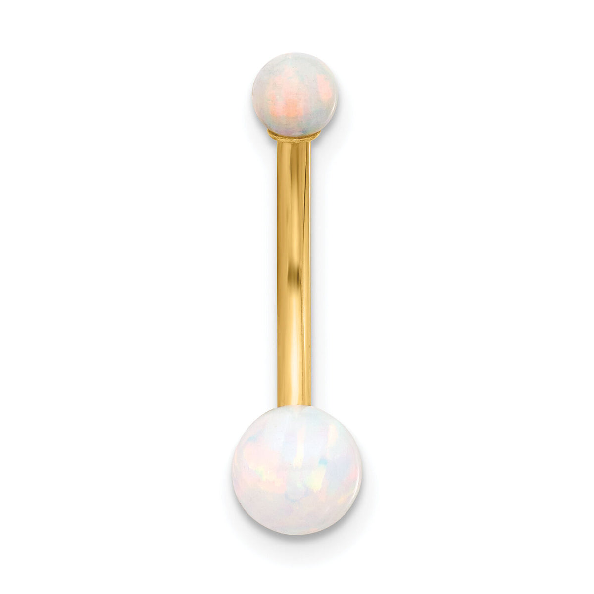 14K 14 Gauge Polished Created Opal Navel/Belly Ring-BD267