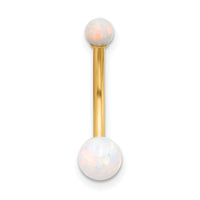 14K 14 Gauge Polished Created Opal Navel/Belly Ring-BD267