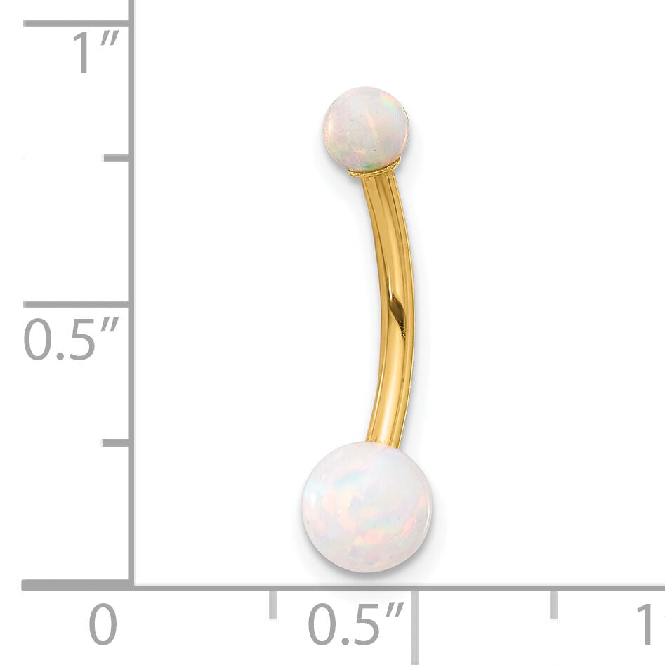 14K 14 Gauge Polished Created Opal Navel/Belly Ring-BD267
