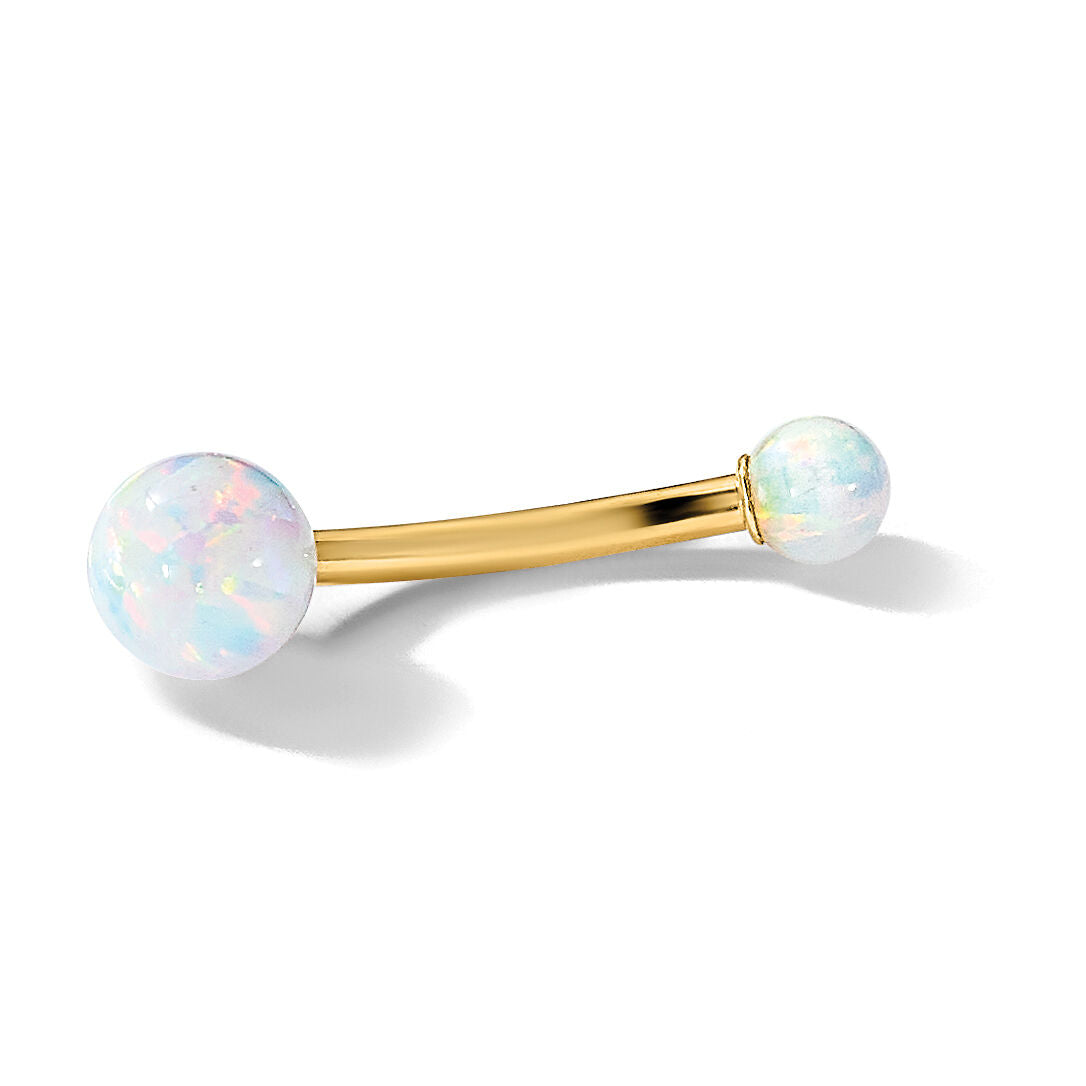 14K 14 Gauge Polished Created Opal Navel/Belly Ring-BD267