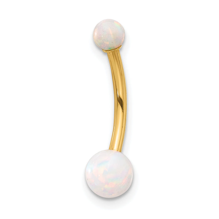 14K 14 Gauge Polished Created Opal Navel/Belly Ring-BD267