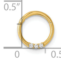 14K 16 Gauge Polished CZ Hinged Cartilage Ring-BD268