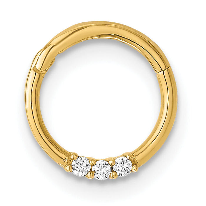 14K 16 Gauge Polished CZ Hinged Cartilage Ring-BD268