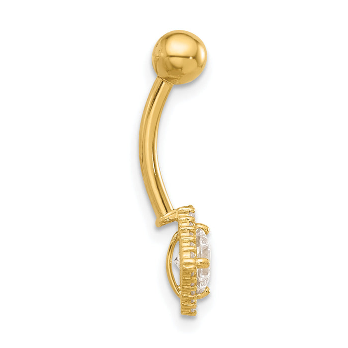 14K 14 Gauge Polished CZ Navel/Belly Ring-BD270