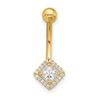 14K 14 Gauge Polished CZ Navel/Belly Ring-BD270